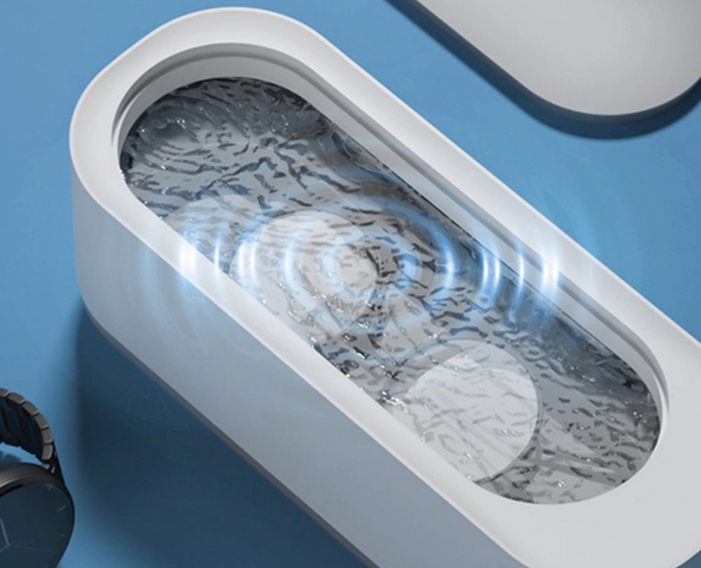 Ultrasonic Cleaner Tank Jewelry Watch Clean 300ML with glass cleaner concentrate and cloth.