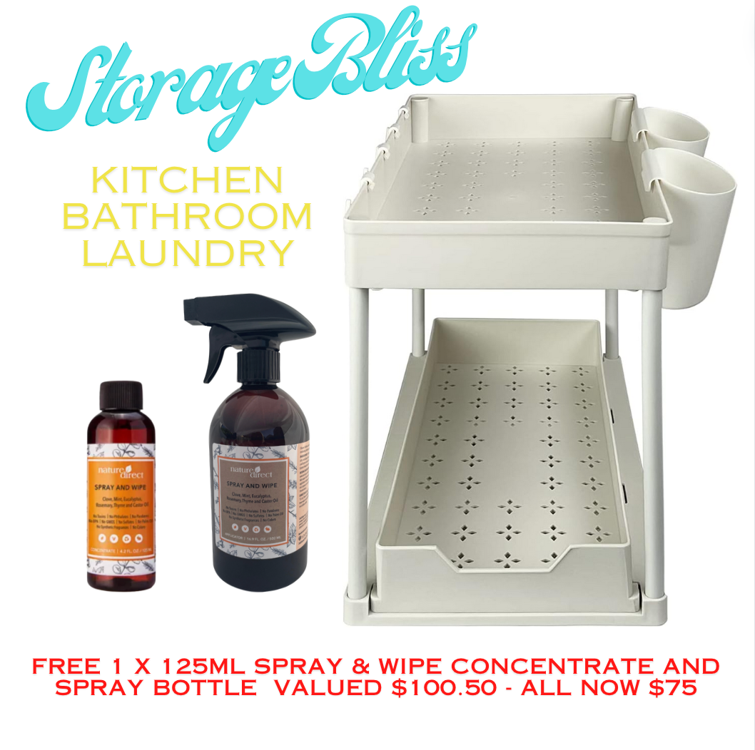 2 Tier Storage Shelf Sliding - Kitchen, Bathroom, Laundry.