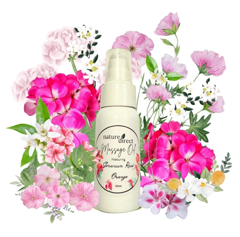 Nature Direct - Massage Oil Geranium Rose, Orange 50ml